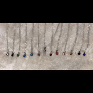 blue gem charm necklace